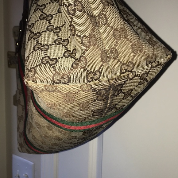 Authentic Gucci Sherry Line Shoulder Bag Tote 2 stripes - Picture 3 of 15